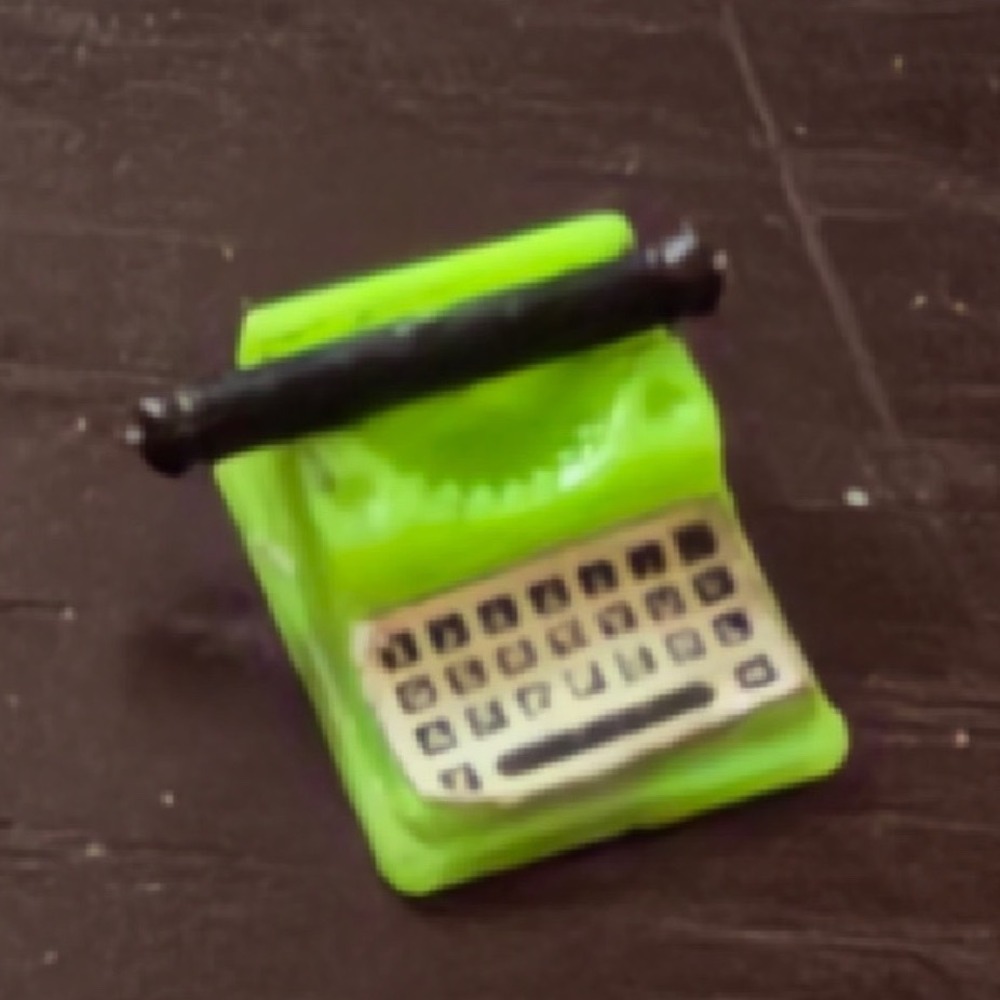 Neon Green Miniature Typewriter Dollhouse  Retro gum ball tiny toy moving part